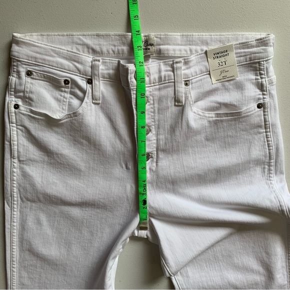 J Crew Tall White Vintage Straight Button Fly Cropped Jeans Size 32 Tall - Picture 16 of 17